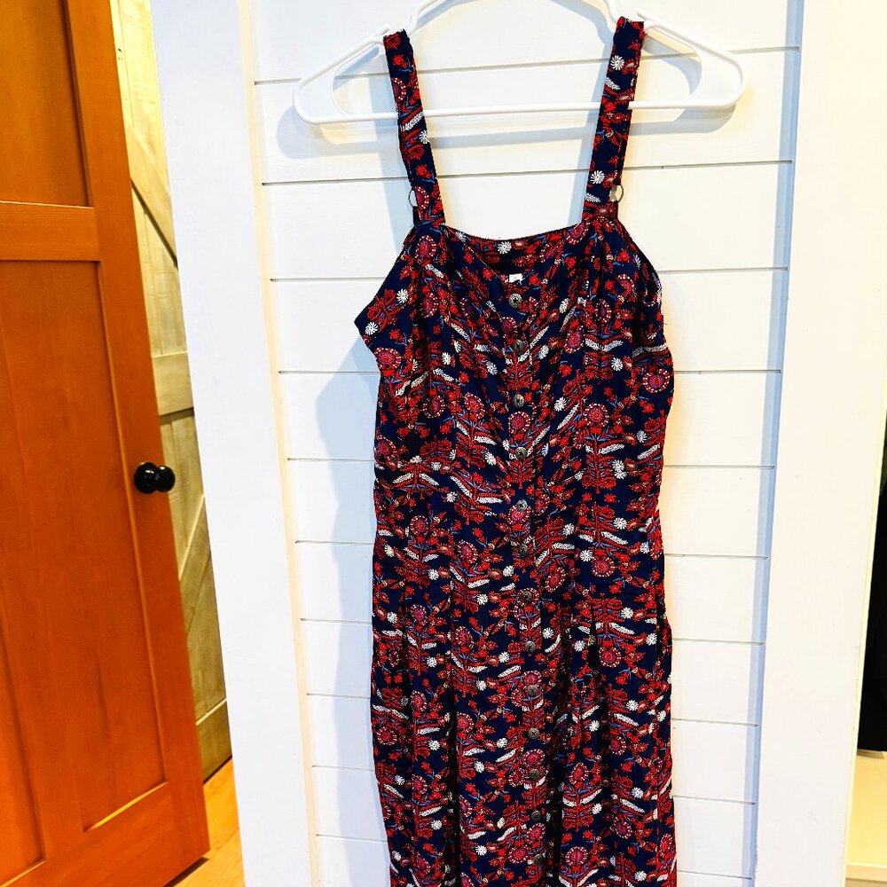 Red and Blue Scandinavian Print Dress Size S
